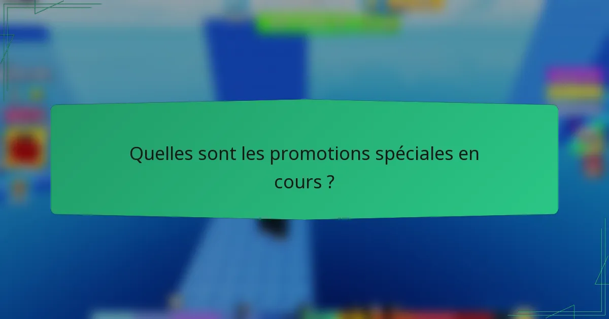 Quelles sont les promotions spéciales en cours ?
